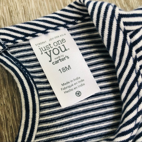 CARTERS SHORT SLEEVE DRESS FLORAL BLUE WHITE STRIPES 18MO NWT - Picture 7 of 7